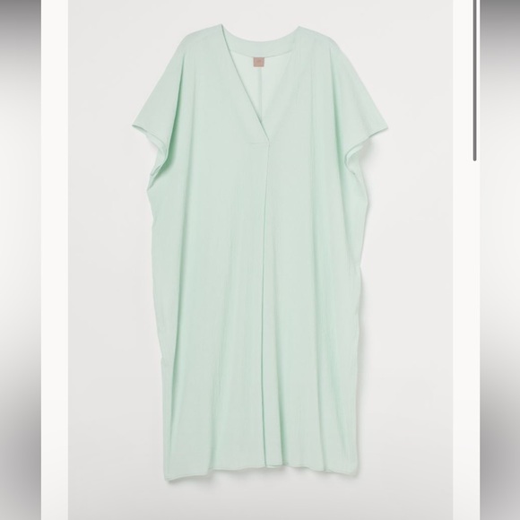 482.H&M V-neck Kaftan Dress Mint Green Size XS - Picture 2 of 6